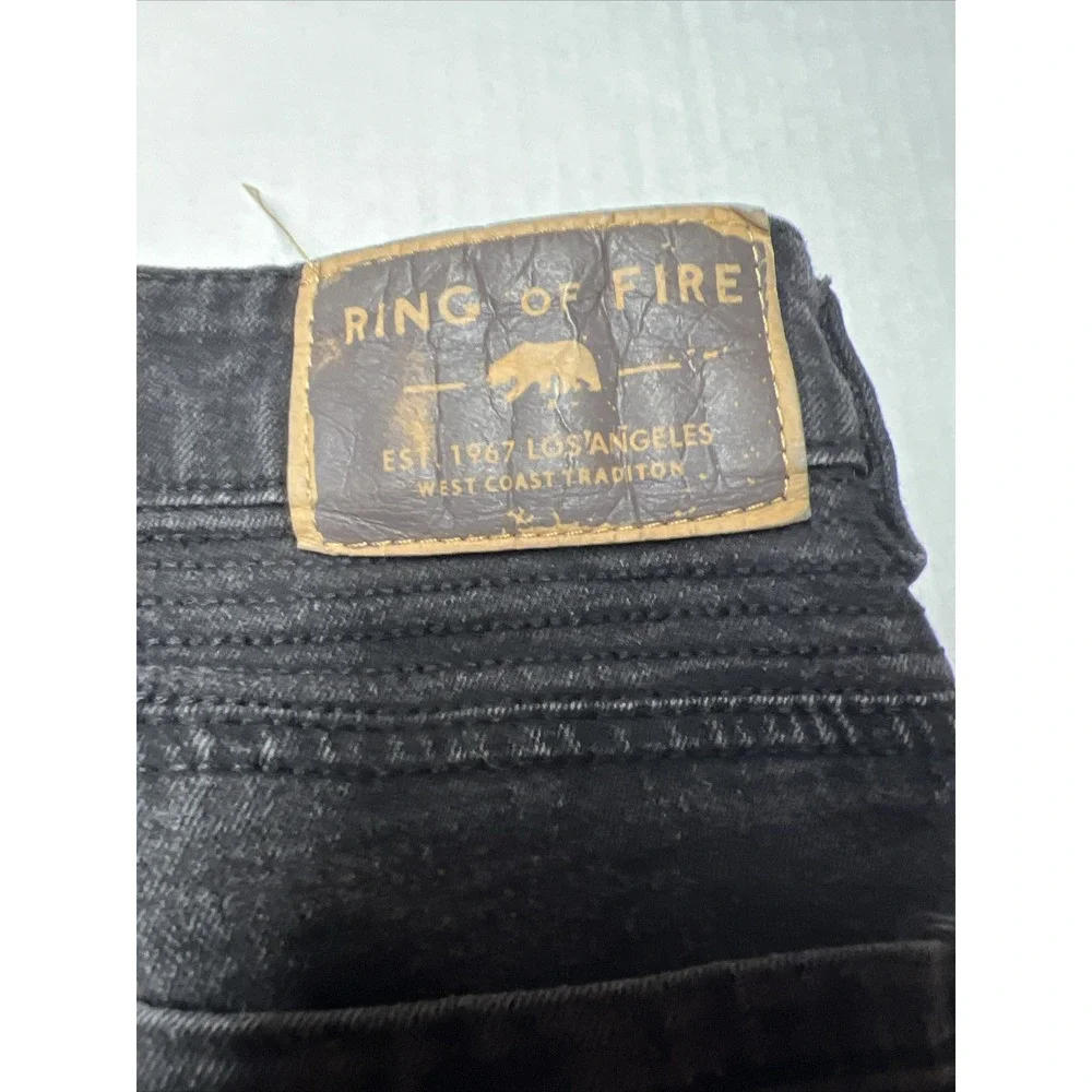 Ring Of Fire Black Denim Jeans Men's 32x32 Slim Fit Zip Pockets